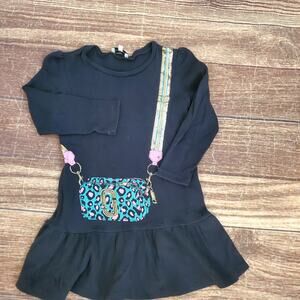 The Marc Jacobs Girls Black Dress Sequined Bag Graphic Sz 6